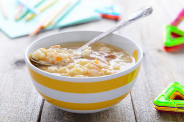 Homemade hot noodle soup for children nutrition