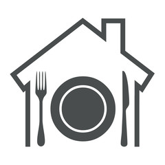 Icono aislado restaurante gris