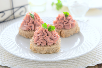 Festive appetizer: canape with pate