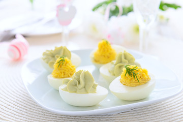 Festive appetizer from stuffed eggs 