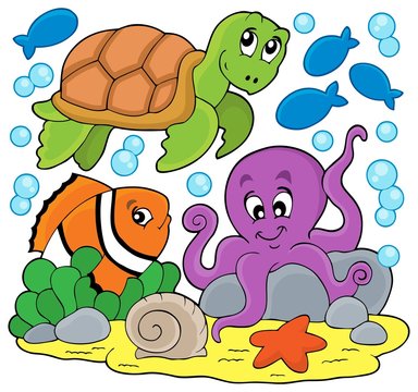Sea animals thematic image