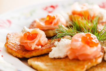 potato pancakes with salmon