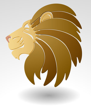 Abstract illustration of lion head, team mascot or logo.