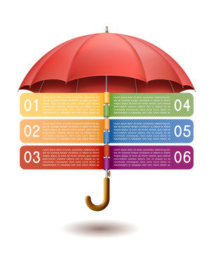 Modern infographics option banner, with red umbrella.