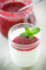 sweet homemade yogurt with fruit jam