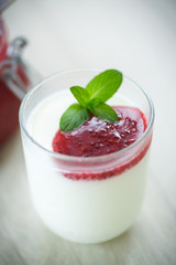 sweet homemade yogurt with fruit jam