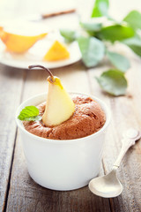 Pear baked in sponge cake