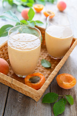 Fresh homemade smoothie from apricots and milk