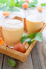 Smoothie from apricots and milk