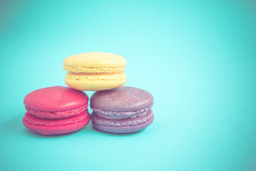 french macaroons with filter effect retro vintage style