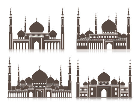 Set of Isolated Mosque or Masjid Elements 