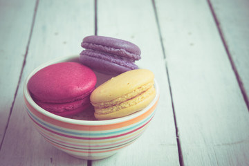 french macaroons with filter effect retro vintage style