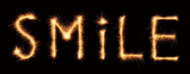 "Smile" lettering drawn with bengali sparkles