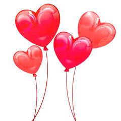 Fototapeta na wymiar Luftballons als rote Herzen, freigestellt