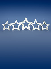 Five silver stars blue background