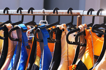 Fototapeta na wymiar colorful life jackets