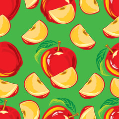 seamless pattern of red apple and apple slices