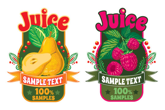 set of templates for labels of juice from the fruit and berry
