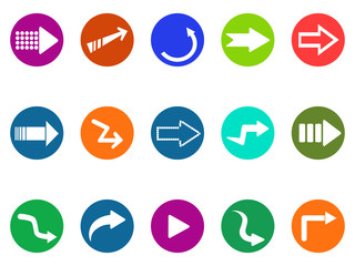 arrow sign circle button icons set