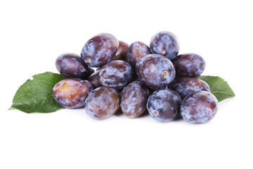 Fresh plums isolated on white