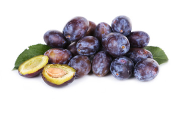 Fresh plums isolated on white