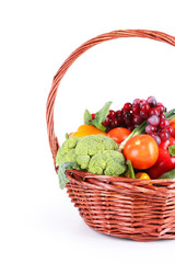 Vegetable in basket on white background