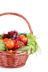 Vegetable in basket on white background