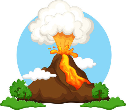 Illustration of a volcano erupting Stock Vector | Adobe Stock