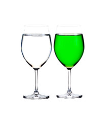 glass of green lemonade isolated on white background