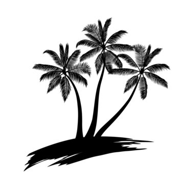 Palm trees on art island isolated
