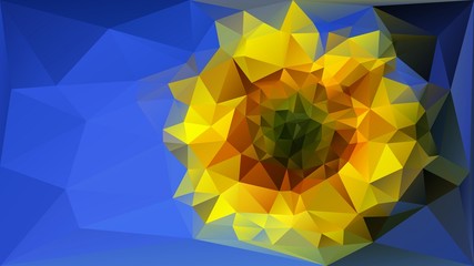 Low poly sunflower in geometric style, triangular modern design