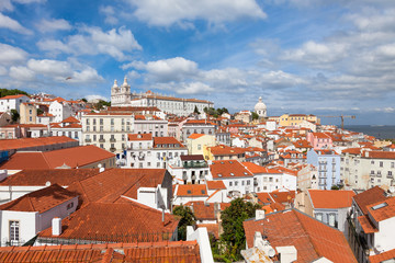 Fototapeta na wymiar Lisbon rooftop from Portas do sol viewpoint - Miradouro in Portu
