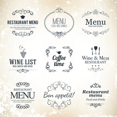Label set for restaurant menu design