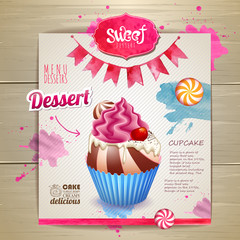 Vintage cupcake poster design
