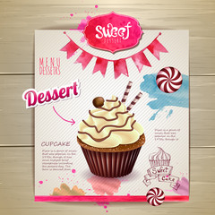 Vintage cupcake poster design