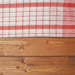 Tablecloth or towel over the wooden table