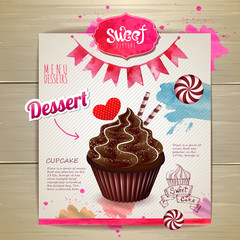 Vintage cupcake poster design