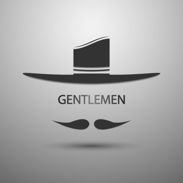 vector background Beards Hat logo and Gentlemen Text