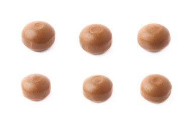 Toffee chewing candies isolated