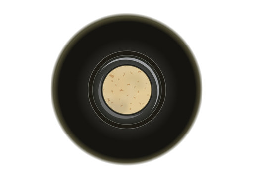 Bouteille de vin vue du dessus