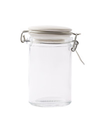 Empty glass jar isolated