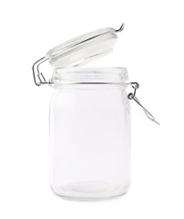 Empty glass jar isolated