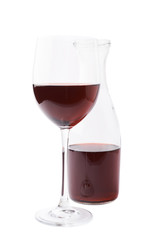 Wine glass and bottle composition isolated