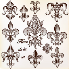 Collection of vector royal fleur de lis for design © Mary fleur