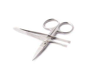Obraz premium Tweezers and nail scissors isolated
