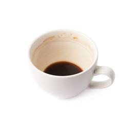 Used empty cup of coffee isolated