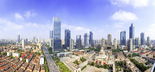 panoramic skyline and modern buildings