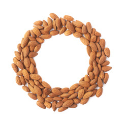 Obraz premium Round frame made of almonds