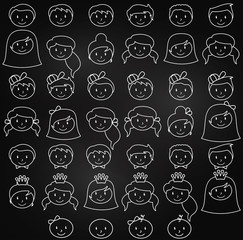 Chalkboard Stick Figure Heads in Vector Format