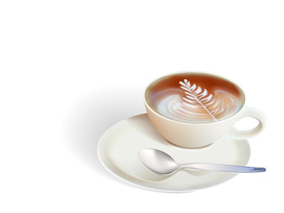 Cup coffee and seed on white background